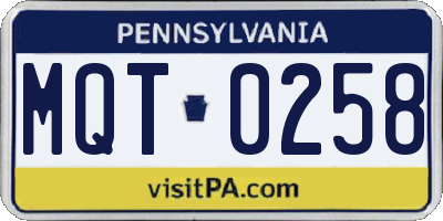 PA license plate MQT0258