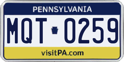 PA license plate MQT0259