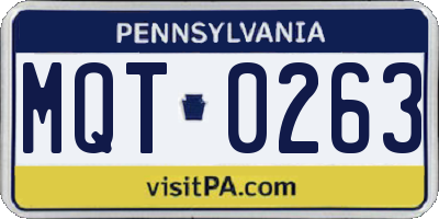 PA license plate MQT0263