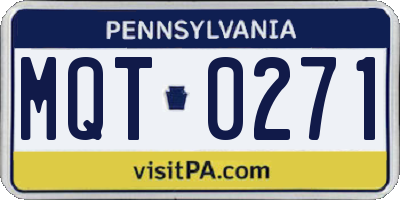 PA license plate MQT0271