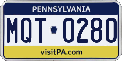 PA license plate MQT0280