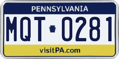 PA license plate MQT0281