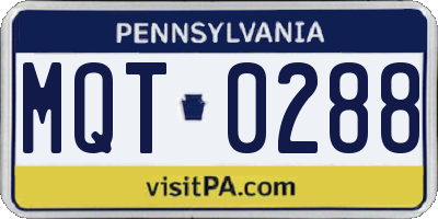 PA license plate MQT0288