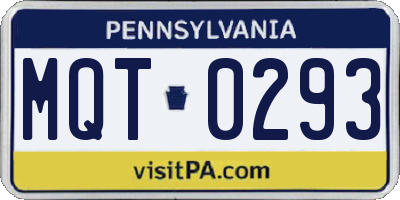 PA license plate MQT0293