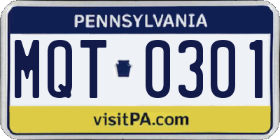 PA license plate MQT0301