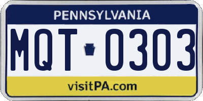 PA license plate MQT0303