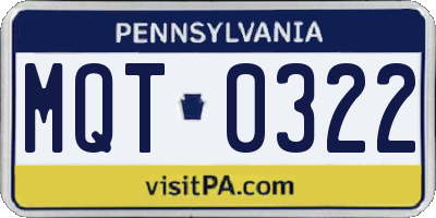 PA license plate MQT0322