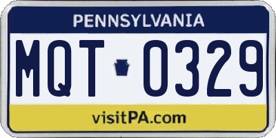 PA license plate MQT0329