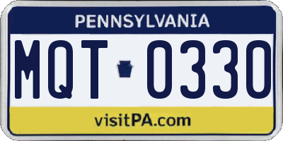 PA license plate MQT0330