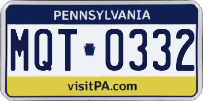 PA license plate MQT0332