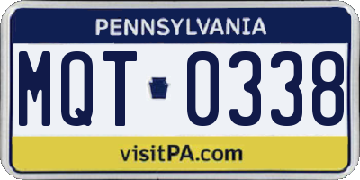 PA license plate MQT0338