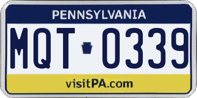 PA license plate MQT0339