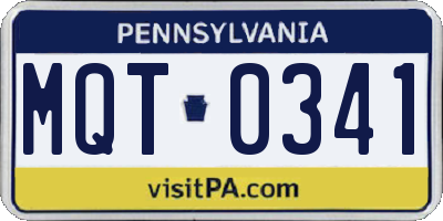PA license plate MQT0341