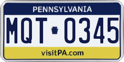 PA license plate MQT0345