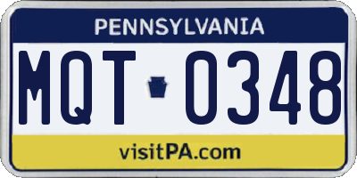 PA license plate MQT0348