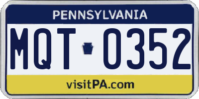 PA license plate MQT0352