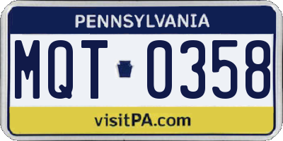 PA license plate MQT0358