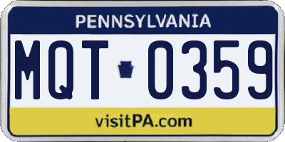 PA license plate MQT0359