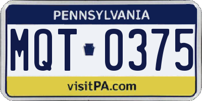 PA license plate MQT0375