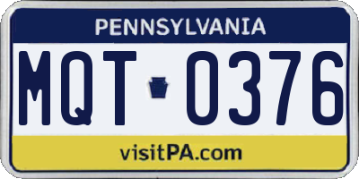PA license plate MQT0376