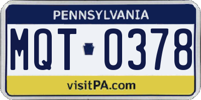PA license plate MQT0378