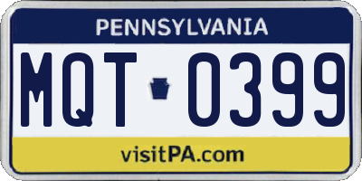PA license plate MQT0399
