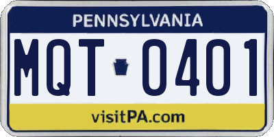 PA license plate MQT0401