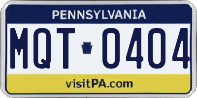 PA license plate MQT0404