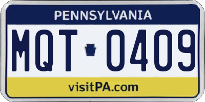 PA license plate MQT0409