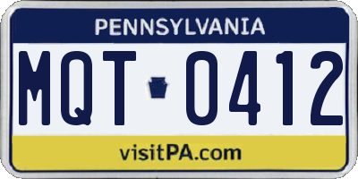 PA license plate MQT0412