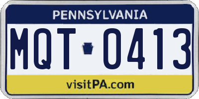 PA license plate MQT0413