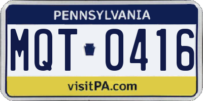 PA license plate MQT0416
