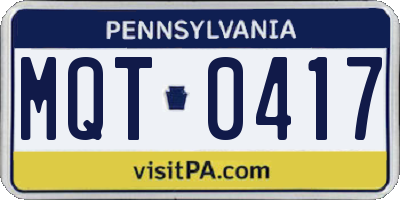 PA license plate MQT0417