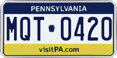 PA license plate MQT0420