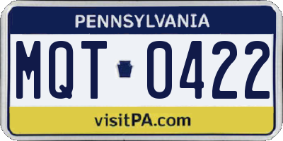 PA license plate MQT0422