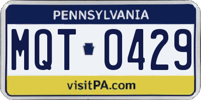 PA license plate MQT0429
