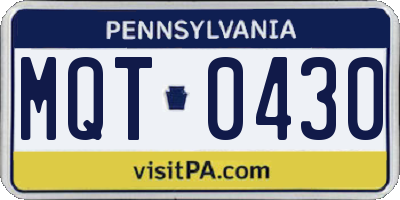 PA license plate MQT0430