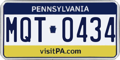PA license plate MQT0434