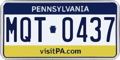 PA license plate MQT0437
