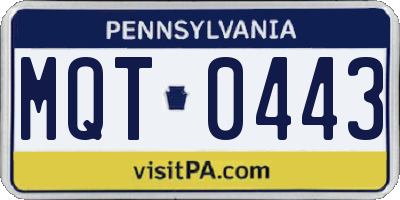 PA license plate MQT0443