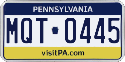 PA license plate MQT0445