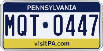 PA license plate MQT0447