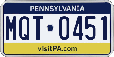 PA license plate MQT0451