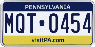 PA license plate MQT0454