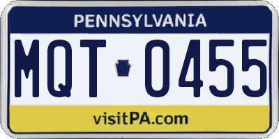 PA license plate MQT0455