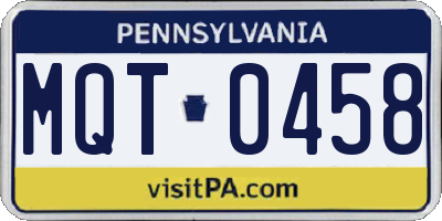 PA license plate MQT0458