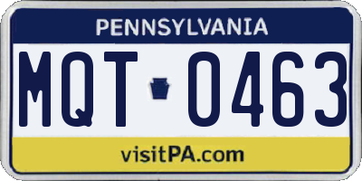 PA license plate MQT0463