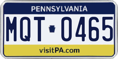 PA license plate MQT0465