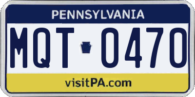 PA license plate MQT0470