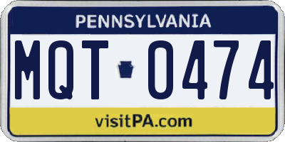 PA license plate MQT0474